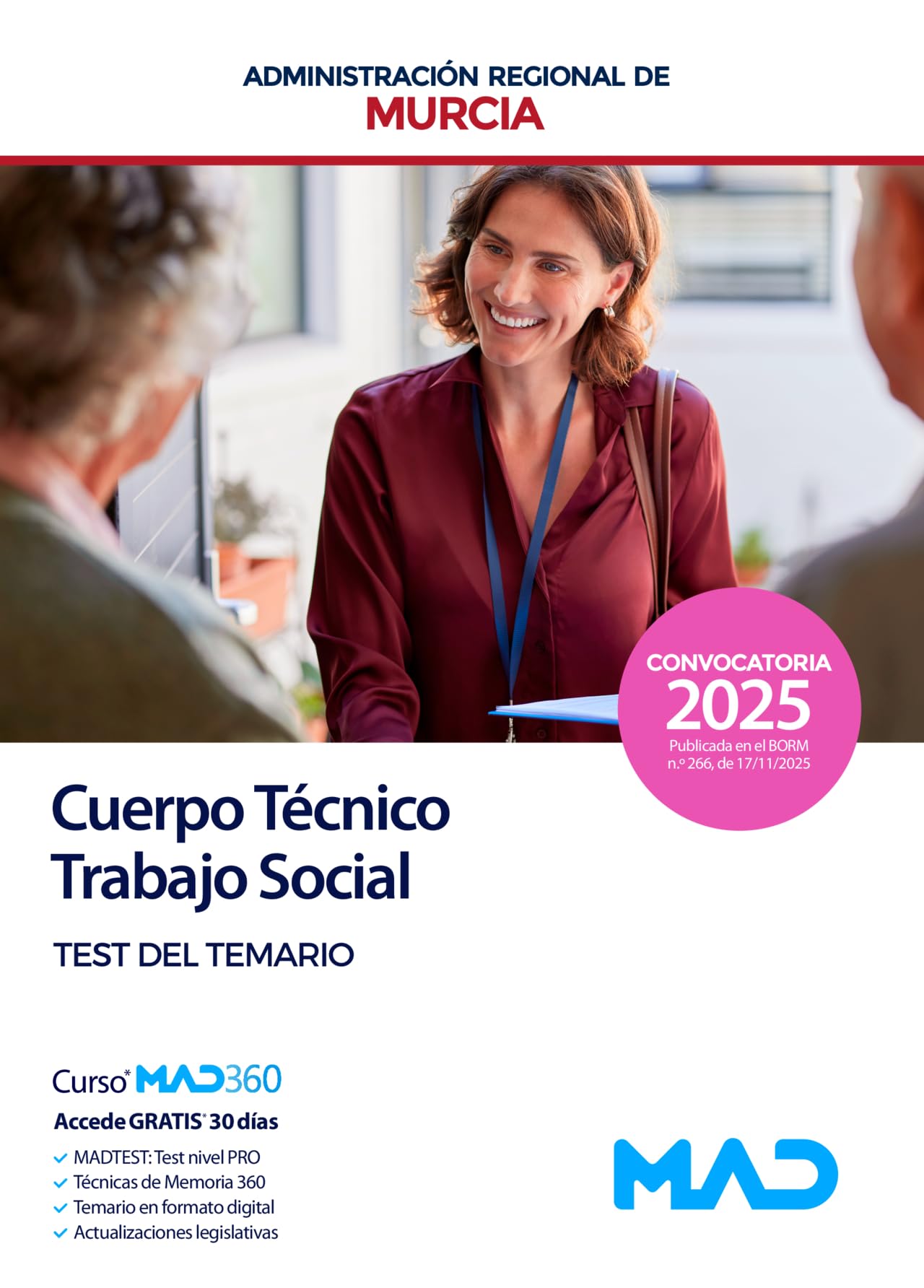 Libro: Cuerpo Técnico, opción Trabajo Social de la Administración Pública Regional de Murcia. Test del temario