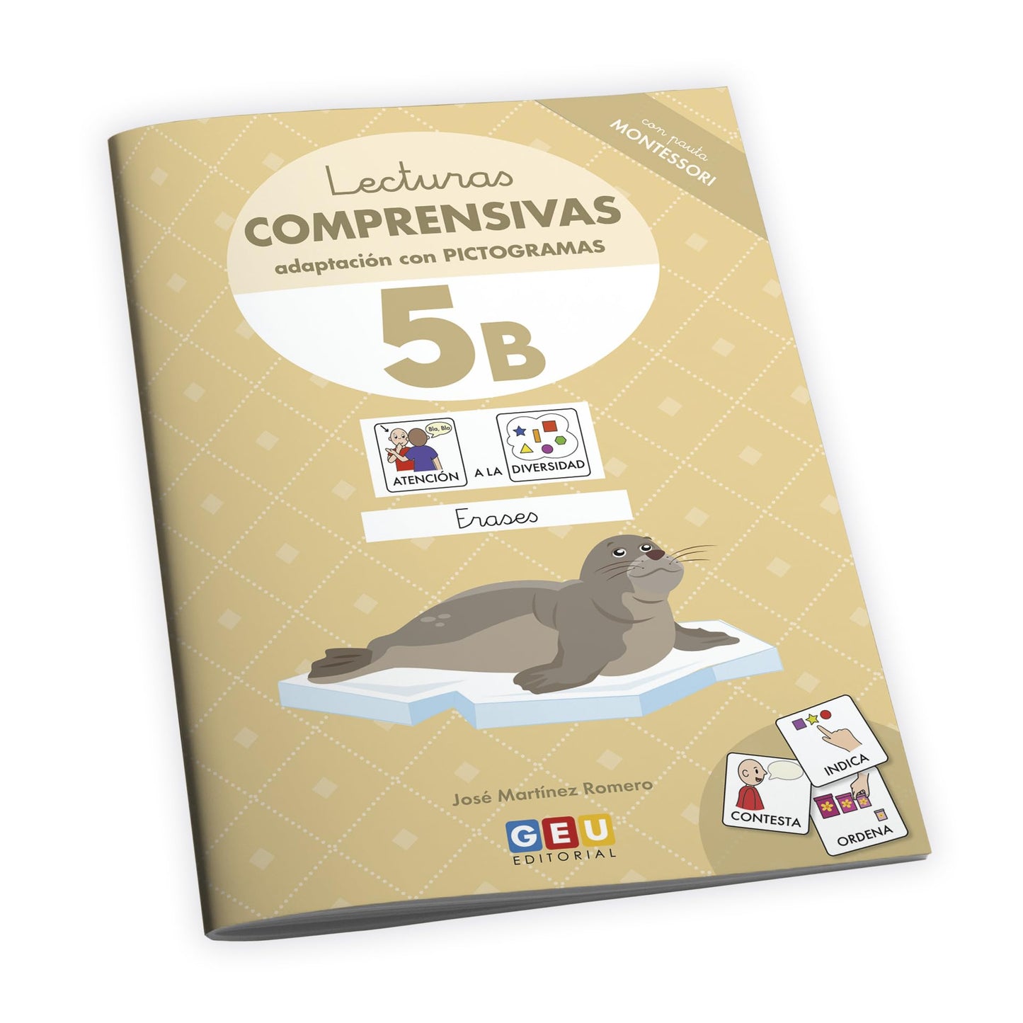 Libro: LECTURAS COMPRENSIVAS GEU CON PICTOGRAMAS | Aprender a Leer 6 años con Pictogramas con Pauta Montessori | Lecturas Comprensivas 5 B - Frases | Editorial GEU