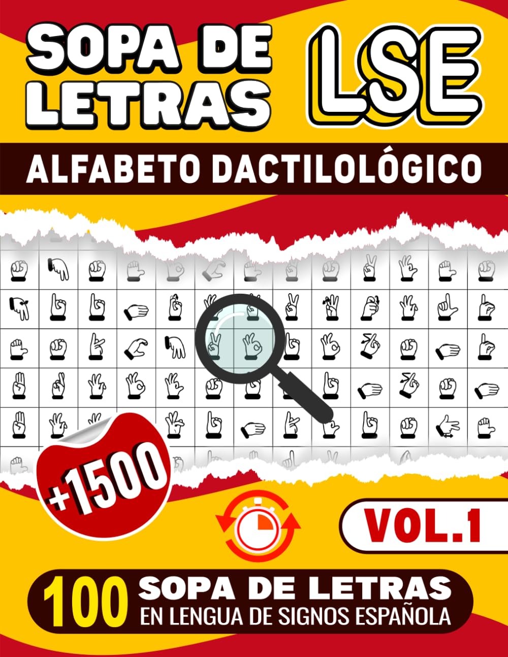 Libro: Sopa De Letras LSE: Alfabeto Dactilológico - 100 Sopa De Letras En Lengua De Signos Española (Vol.1): +1500 Palabras en LSE, Letra Grande, Ideal Para ... y Amantes de los juegos (Spanish Edition)