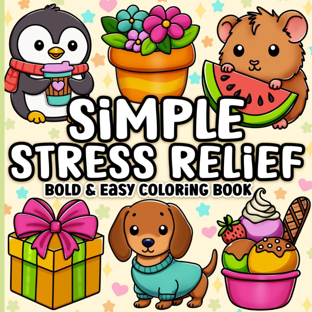 Libro: Bold and Easy Coloring Book: Simple Stress Relief Large Print Designs for Adults, Seniors & Beginners