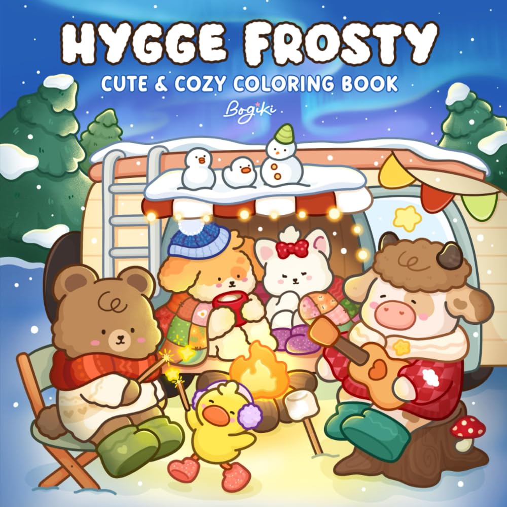 Libro: Hygge Frosty: A Cozy Coloring Book for Adults and Teens Featuring Cute Animal Friends in Peaceful Winter Scenes for Relaxation