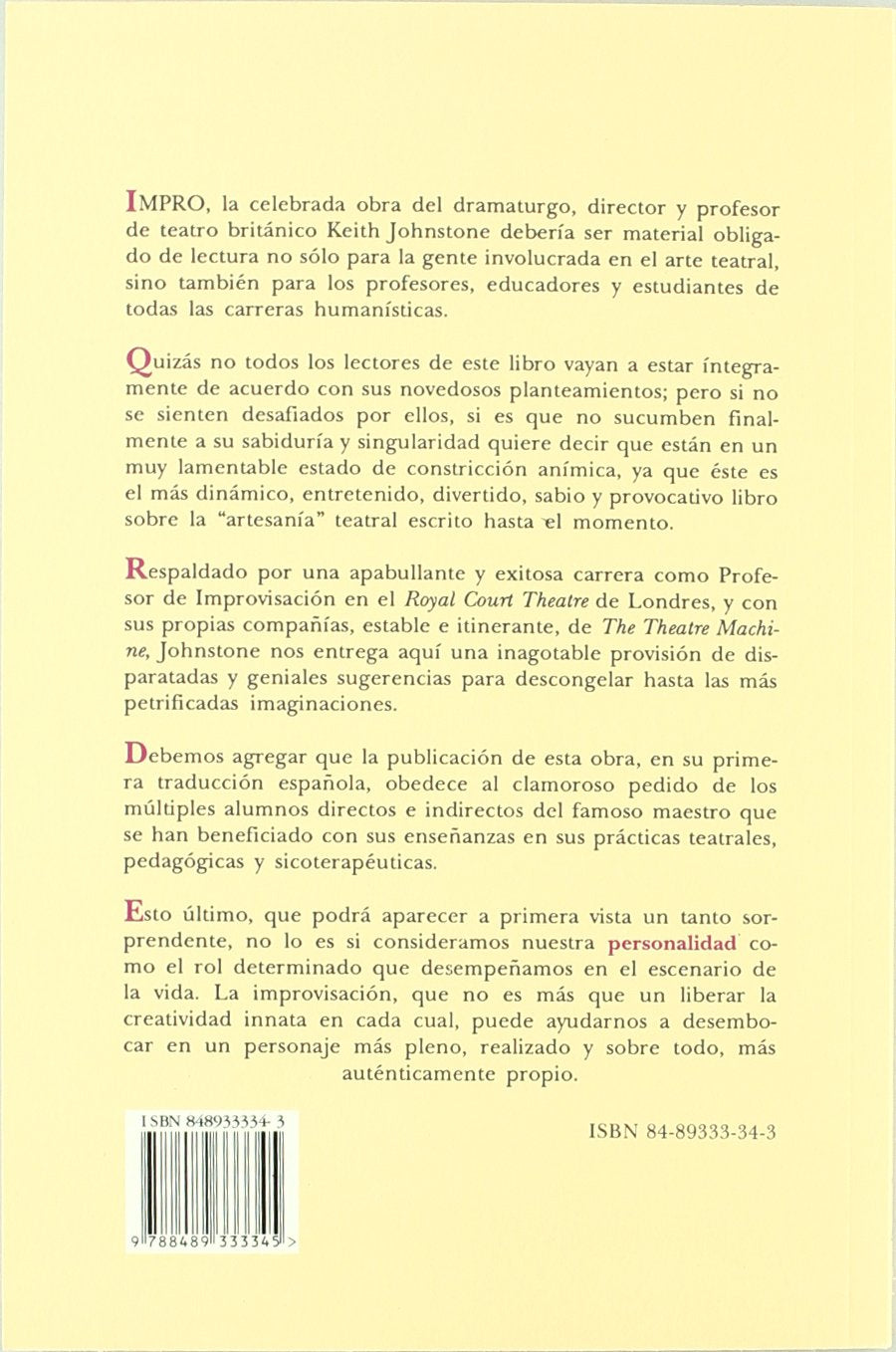 Libro: Impro (TECNICA Y PRACTICA TEATRAL)