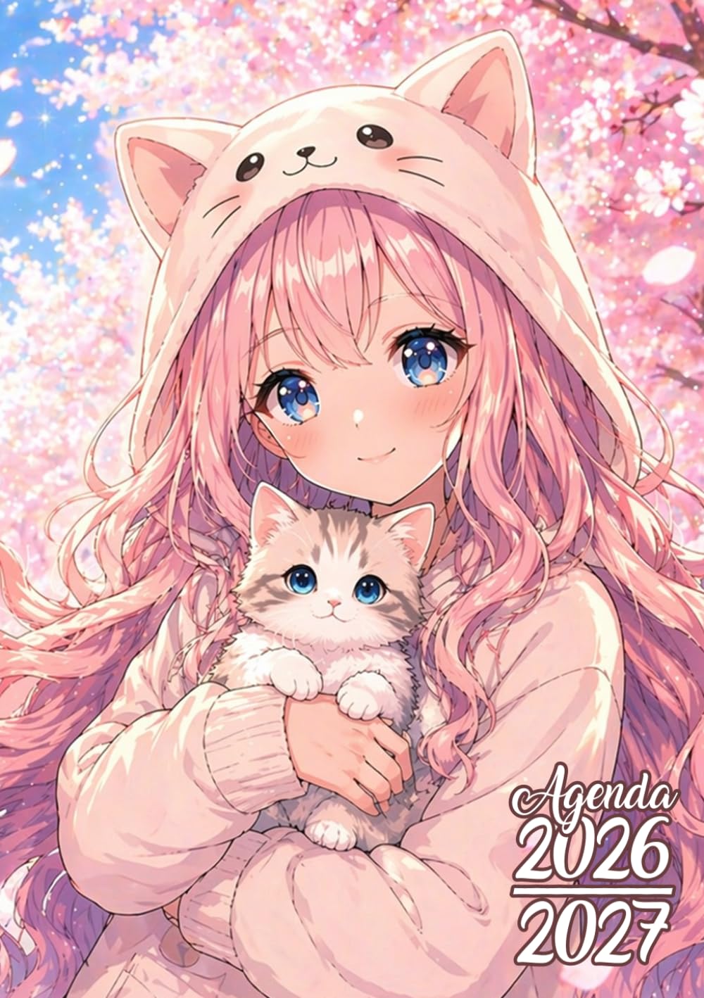 Libro: Agenda Scolaire 2026-2027: Fille Kawaii & Chat Mignon | Journalier (une page par jour) | 12x17 cm | Format standard | Septembre 2026 – juillet 2027 | Primaire & collège | Fille cute & rose | Français