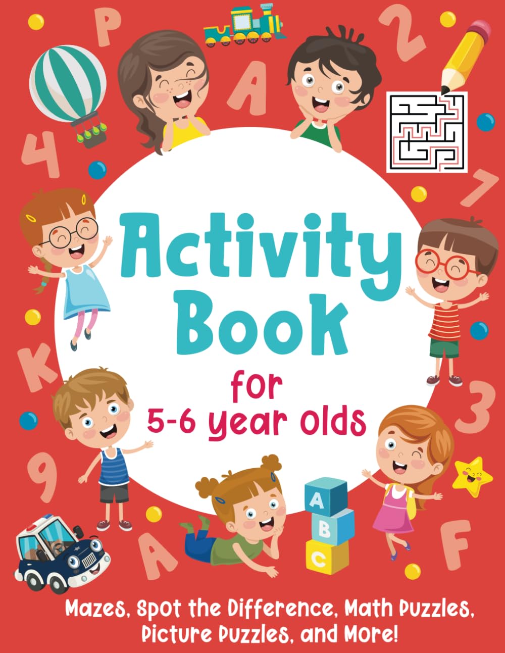Libro: Activity Book For 5-6 Year Olds: Mazes, Spot the Difference, Math Puzzles, Picture Puzzles, and More!: (Gift Idea for Girls and Boys)