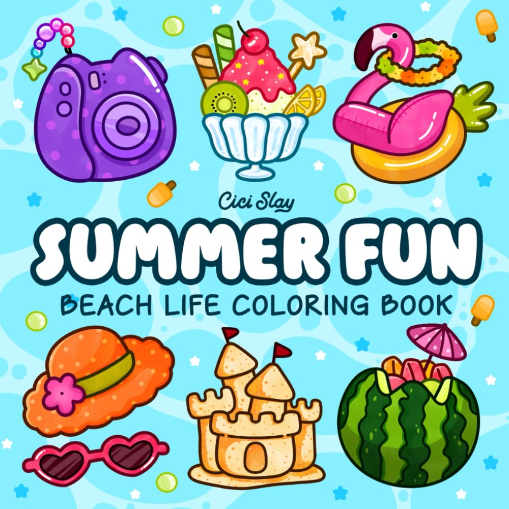 Libro: Summer Fun: Adult Coloring Book Featuring Summer Items, Animals, Flowers, and Cozy Activities, Bold and Easy Designs for Creative and Relaxing Moments (Easy & Bold)