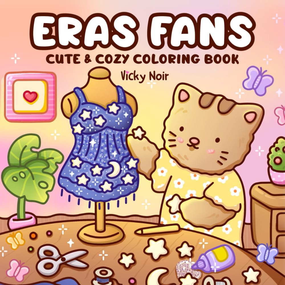 Libro: Eras Fans: A Cute and Cozy Coloring Book Featuring Relatable Fan Moments Across Every Era, with Sweet Kitten Friends (Eras Outfits coloring book)