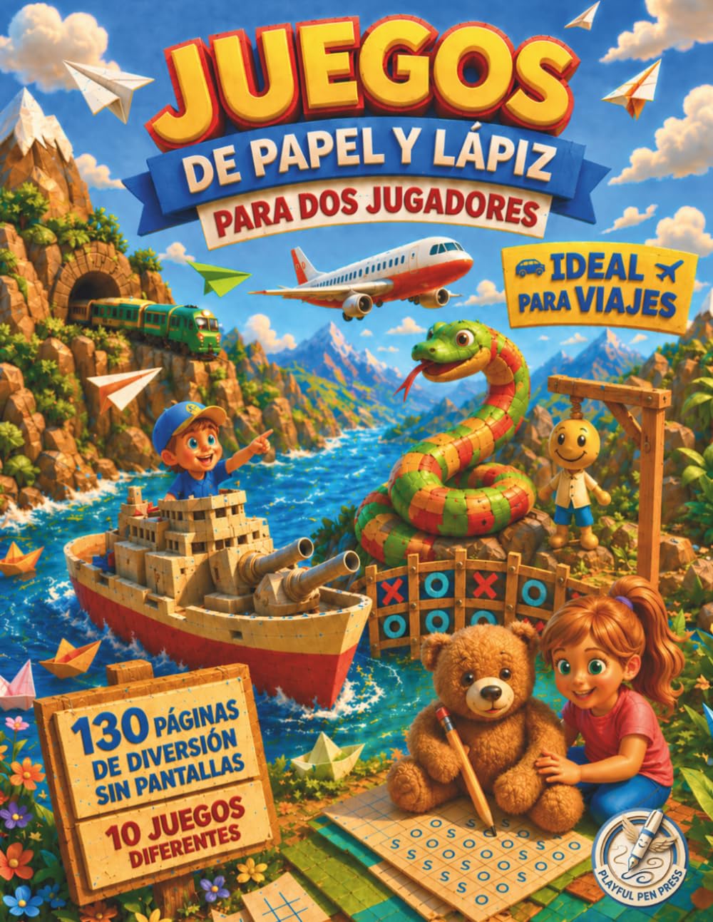 Libro: Juegos de papel y lápiz para dos jugadores: 130 Páginas de Entretenimiento para Viajes en Bus, Tren o Avión | 10 Juegos Clásicos para Compartir en ... Cuaderno Ideal para Vacaciones sin Pantallas.