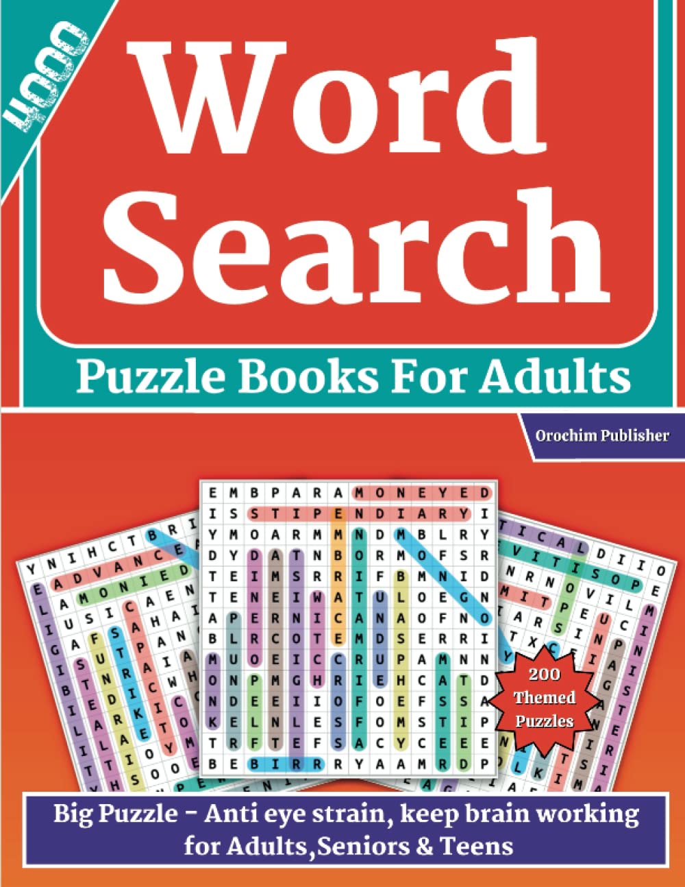 Libro: 4000 word search puzzle books for adults (200 Themed Puzzles): Big Puzzle - Anti eye strain, keep brain working for Adults,Seniors & Teens (wordsearch books for adults)