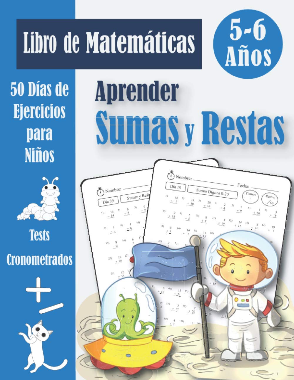 Libro: Sumas y Restas 5-6 años: Libro de 50 Problemas Práctica de Matemáticas (con respuestas) - Sumar y Restar para Niños - Cuaderno de Ejercicios - Dígitos 0-20 (Spanish Edition)