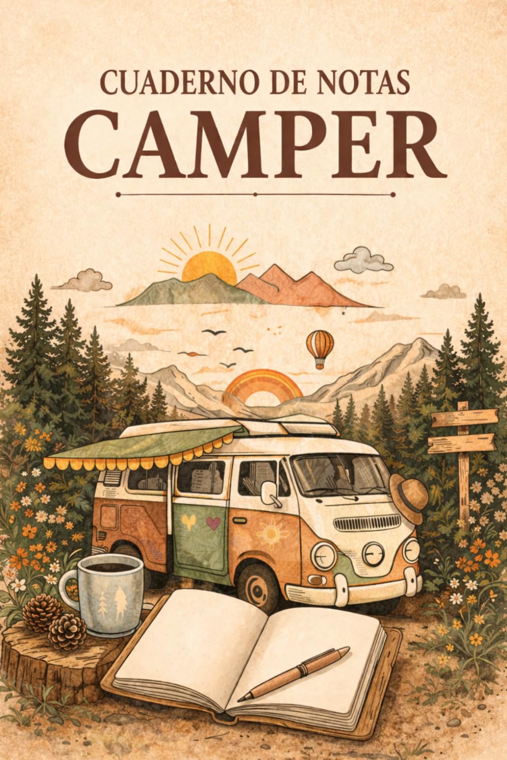 Libro: CUADERNO DE NOTAS CAMPER: Libreta de viaje en furgoneta para escribir rutas y recuerdos | Interior punteado | Colección Mundo Camper