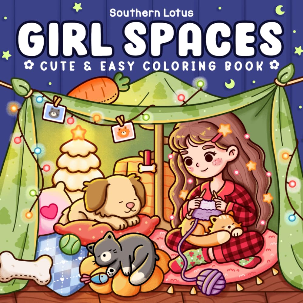 Libro: Girl Spaces: Coloring Book for Adults and Teens Featuring Cozy Moments and Girly Things, Cute Drawings for Relaxation and Stress Relief (Cute & Easy Coloring)
