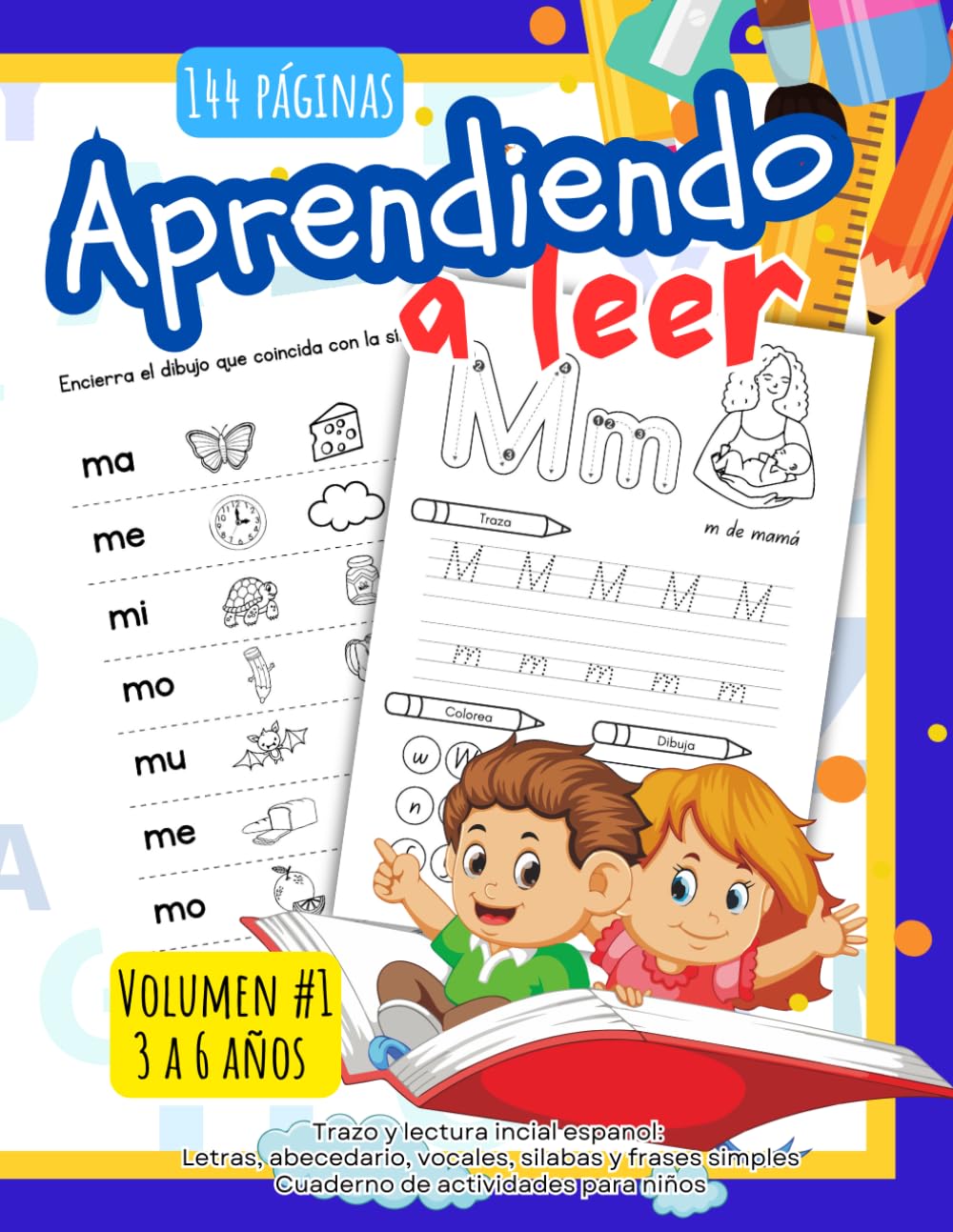 Libro: Aprendiendo a leer, Lectura inicial, Cuaderno de actividades para niños de 3 a 6 años: Trazo en español, Letras, abecedario, vocales, silabas y frases ... ninos 3 a 6 (Aprendiendo a leer en español)