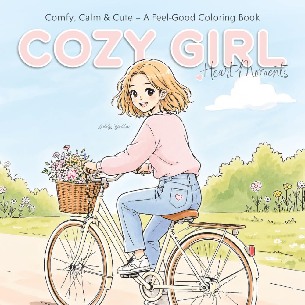 Libro: Cozy Girl – Heart Moments: A Cute and Cozy Coloring Book for Adults & Teens – Bold and Easy Designs for Relaxation, Stress Relief & Creative Me-Time