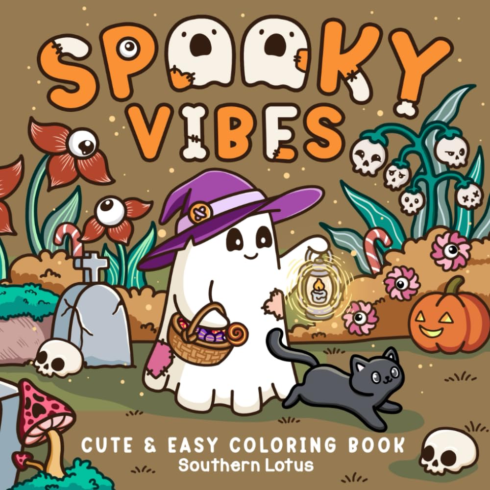 Libro: Spooky Vibes: Coloring Book for Adults and Teens with Cute Creepy Characters and Hygge Scenes, Easy and Cozy Designs for Relaxation and Stress Relief (Spooky - Cute - Easy Coloring)