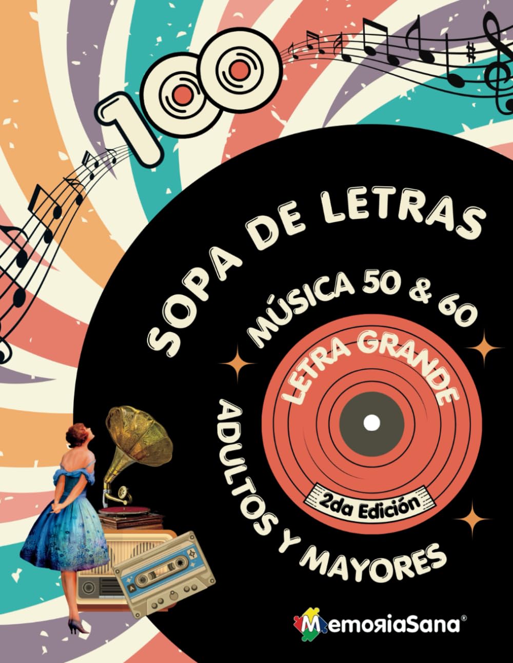 Libro: Sopa de Letras en Español para Adultos y Mayores con Letra Grande - Spanish Word Search for Adults Large Print: Pasatiempos para Adultos. Recuerda, Disfruta y Escucha la Música de los 50 y 60s