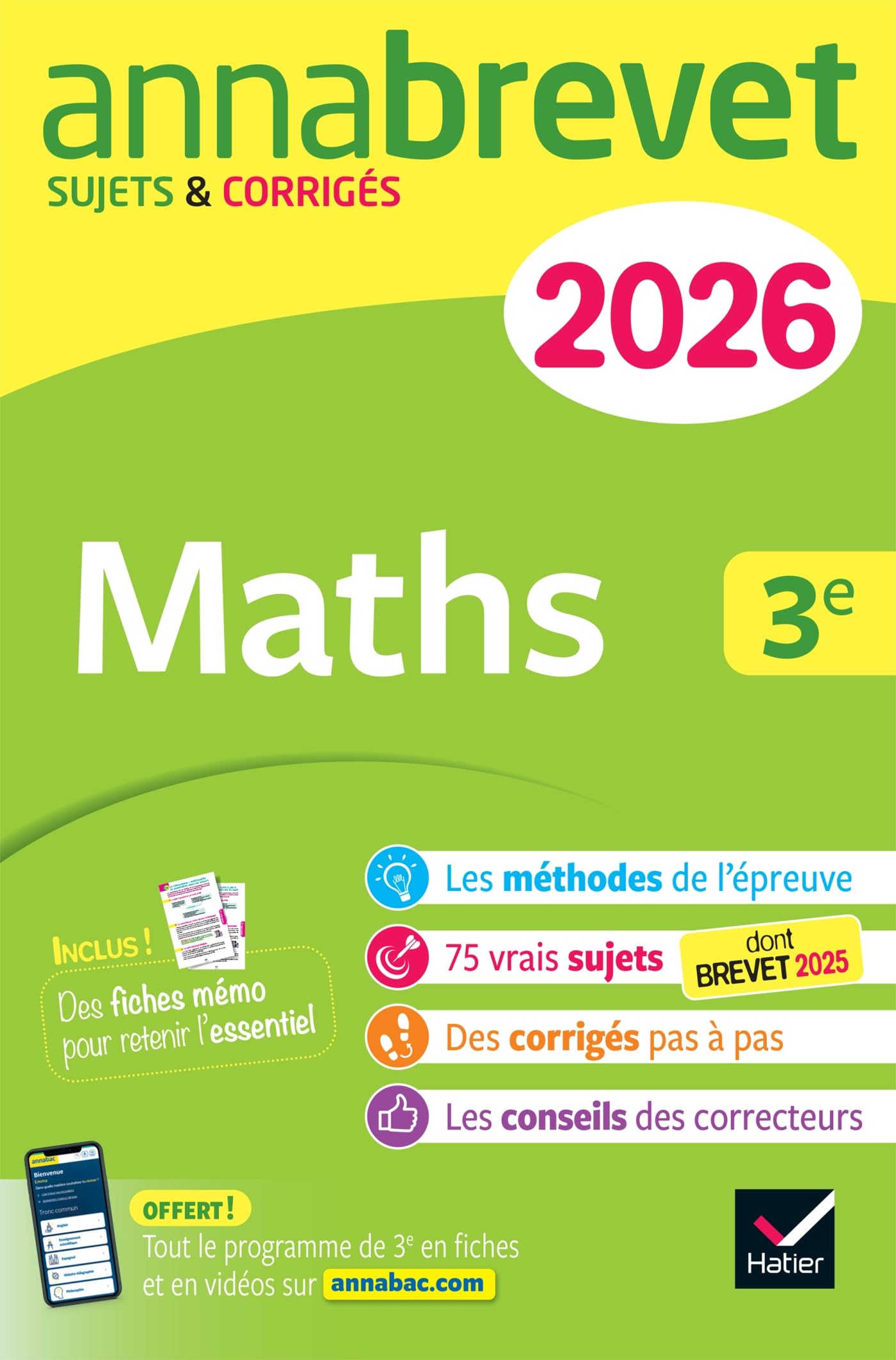 Libro: Annales du brevet 2026 - Annabrevet Maths 3e - Nouveau brevet: sujets corrigés & méthodes pour réussir son brevet