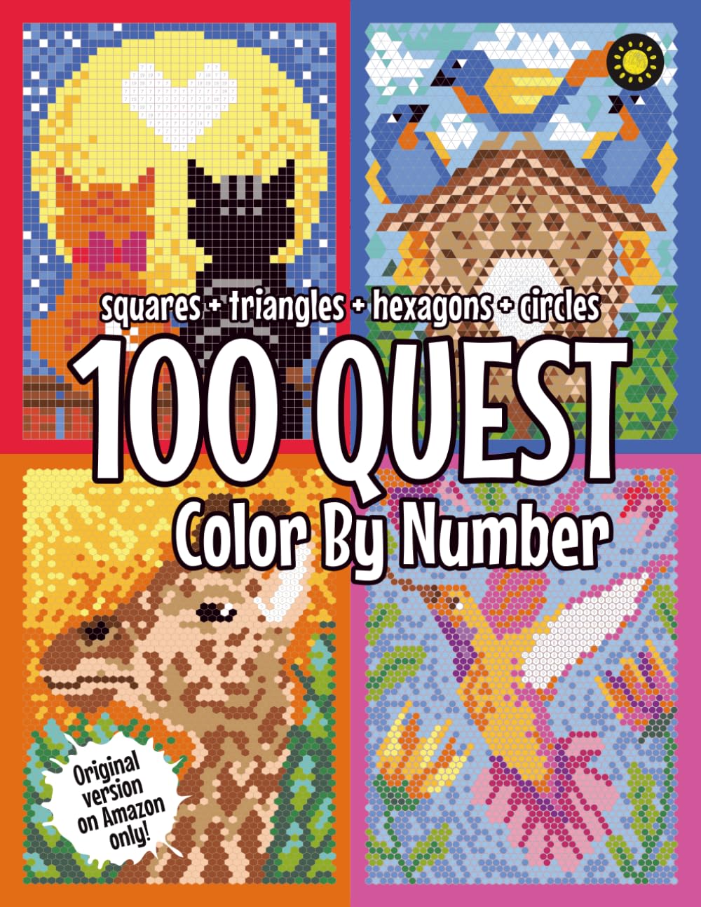 Libro: 100 QUEST Color By Number: Squares + Triangles + Hexagons + Circles: color quest activity book for adults
