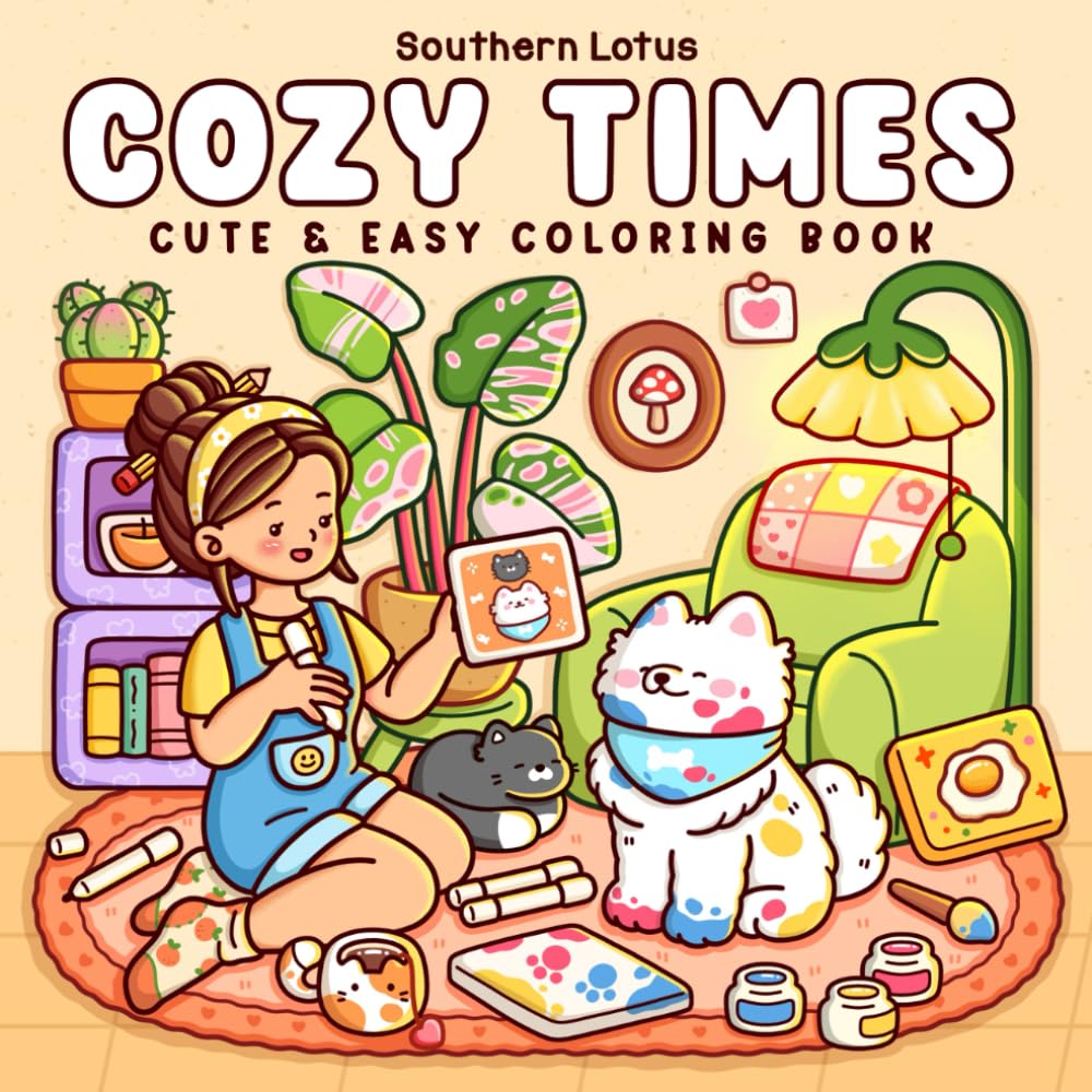 Libro: Cozy Times: Coloring Book for Adults and Teens Featuring Girls, Boys, and Pets in Chill Moments and Relaxing Times for Relaxation (Cute & Easy Coloring)