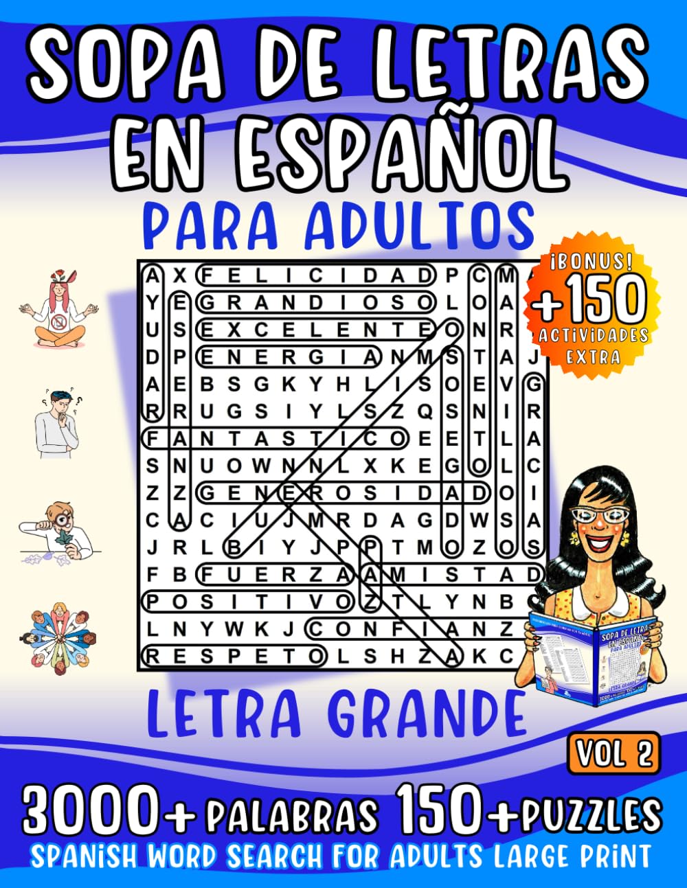Libro: Sopa de Letras en Español para Adultos Letra Grande: 3000+ Palabras y 150+ Juegos temáticos para Mejorar la Memoria y Relajarte divirtiéndote. Spanish ... Large Print (Sopa de Letras para Adultos)