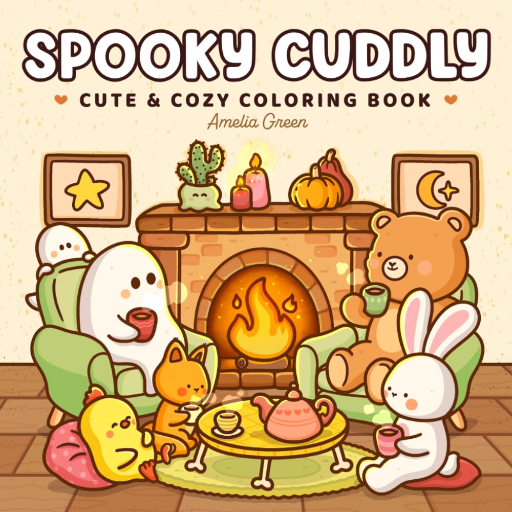 Libro: Spooky Cuddly: Cozy Coloring Book for Adults and Teens Featuring Adorable Animal Characters and Cute Ghosts for Relaxation