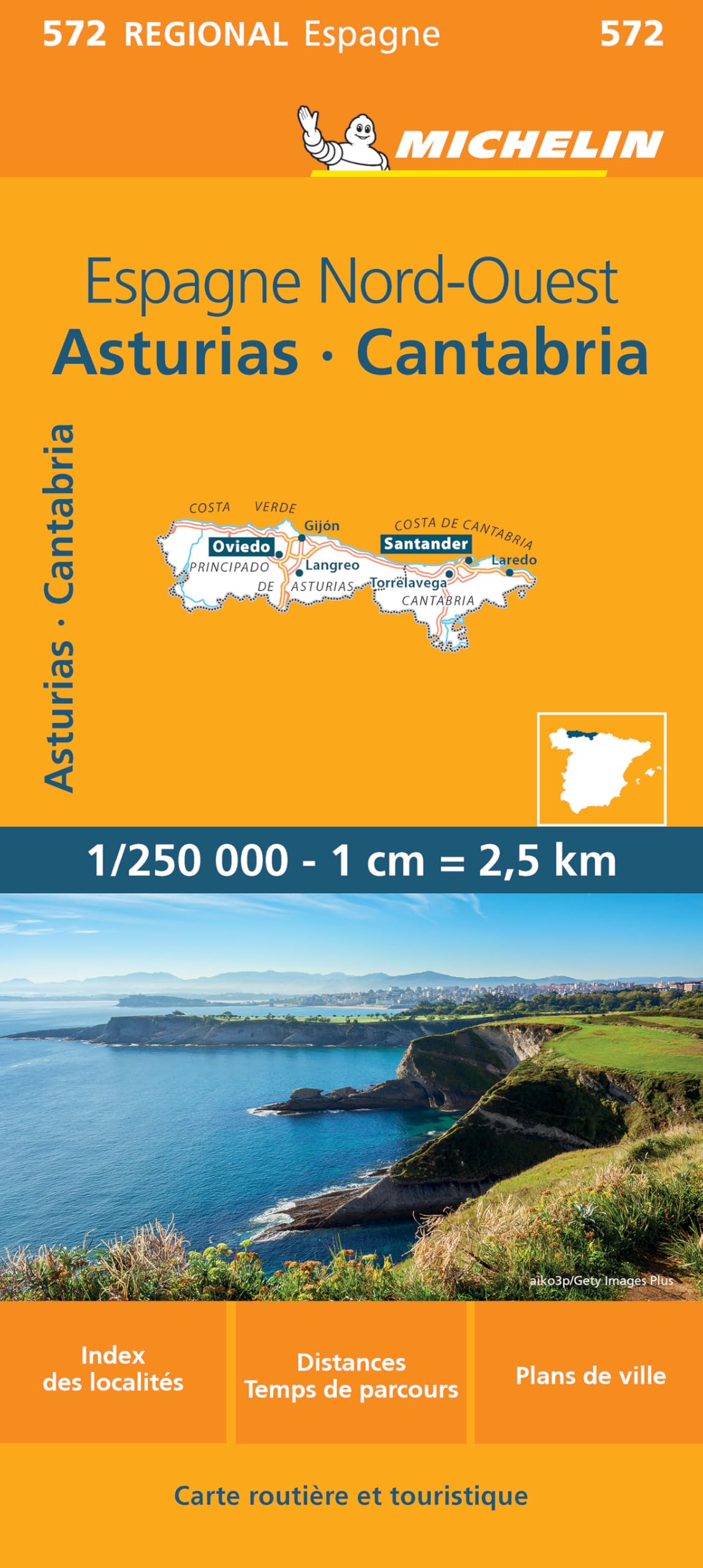Libro: Carte Régionale Espagne Nord-Ouest : Asturias Cantabria: Wegenkaart Schaal 1 : 250.000: 572