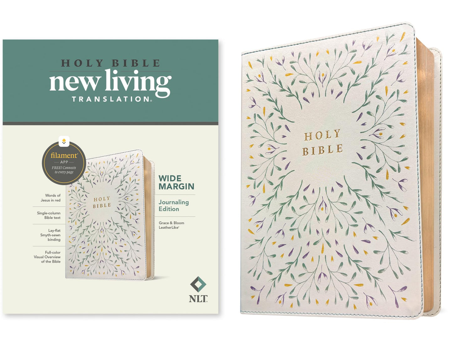 Libro: NLT Wide Margin Bible, Filament Enabled (LeatherLike, Grace & Bloom, Red Letter)