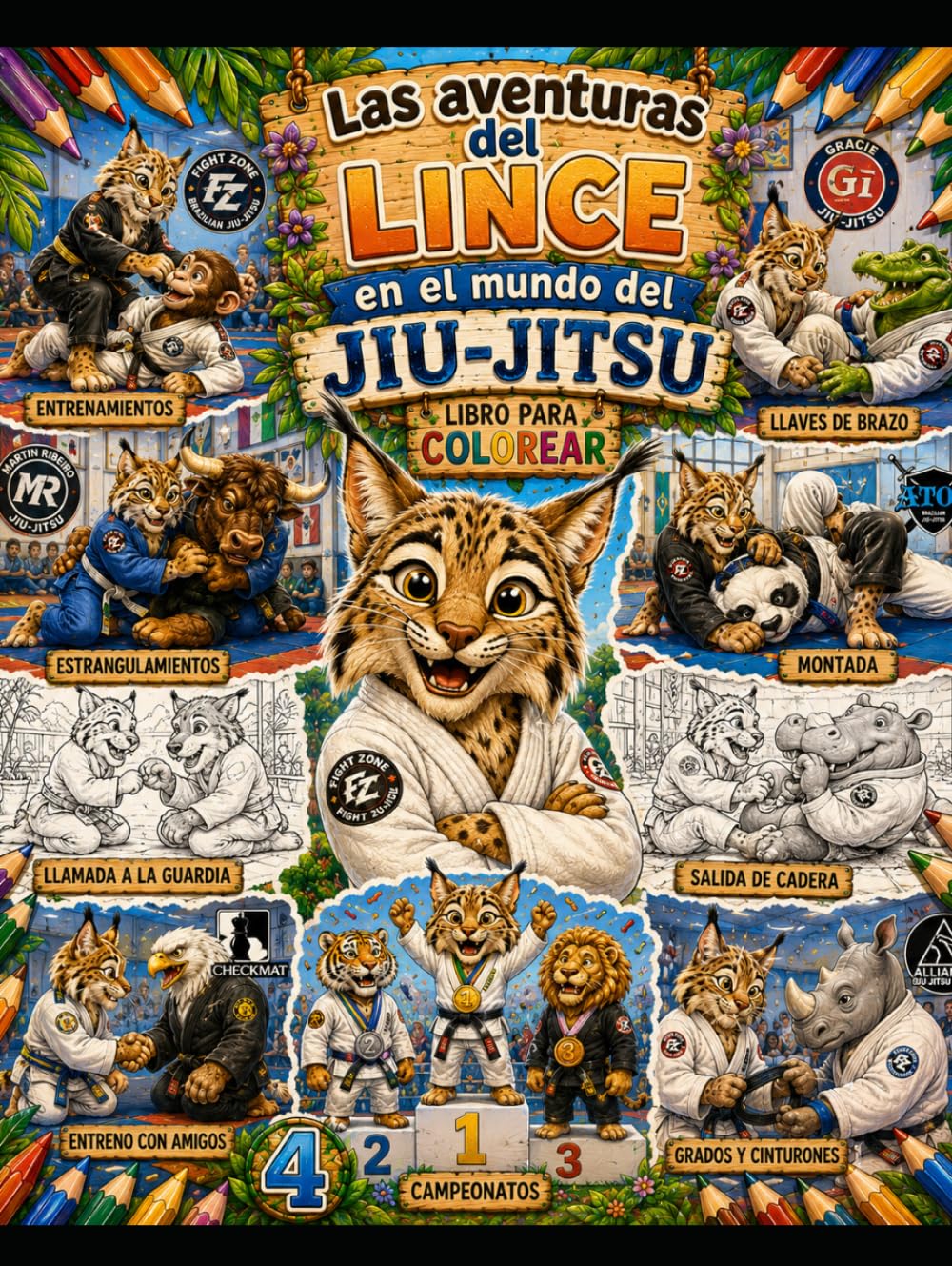 Libro: Las aventuras del Lince en el mundo del jiu-jitsu: Libro para Colorear (Spanish Edition)