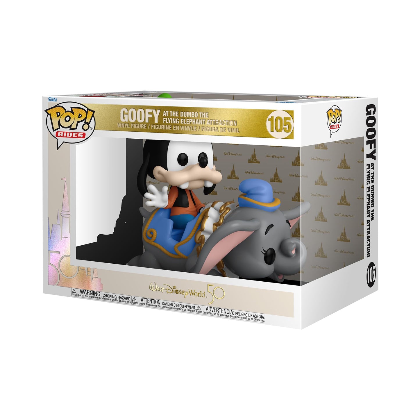 Funko Pop: POP Ride Super Deluxe Disney : Walt Disney World 50th - Dumbo The Flying Elephant Ride with Goofy, (50571)