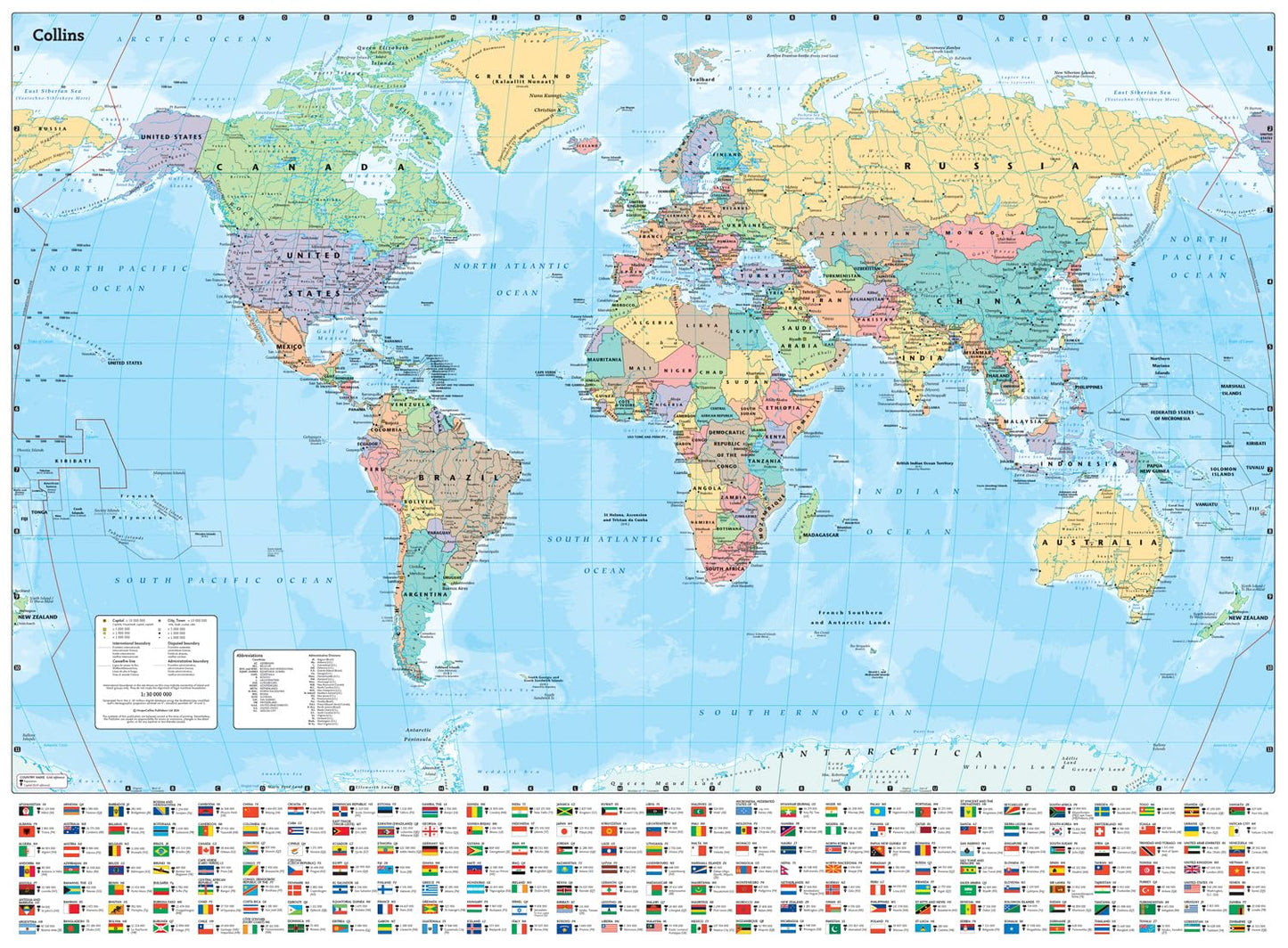 Libro: Collins Large World Wall Laminated Map (70 x 91.5 cm): Laminated map with flags, perfect for classroom, office and home