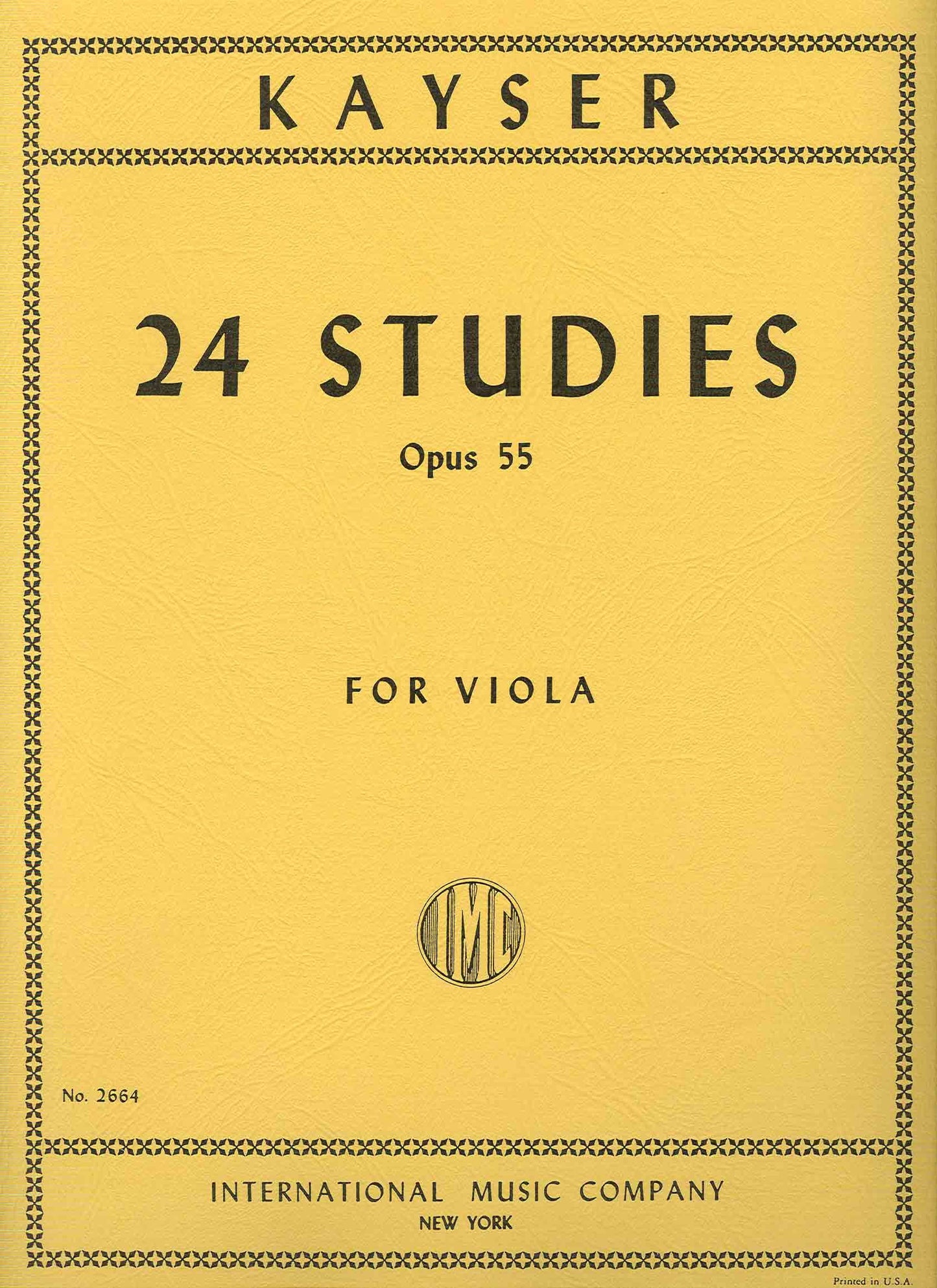 Libro: Kayser, Heinrich Ernst - 24 Studies, Op. 55 - Viola - International Music Co.