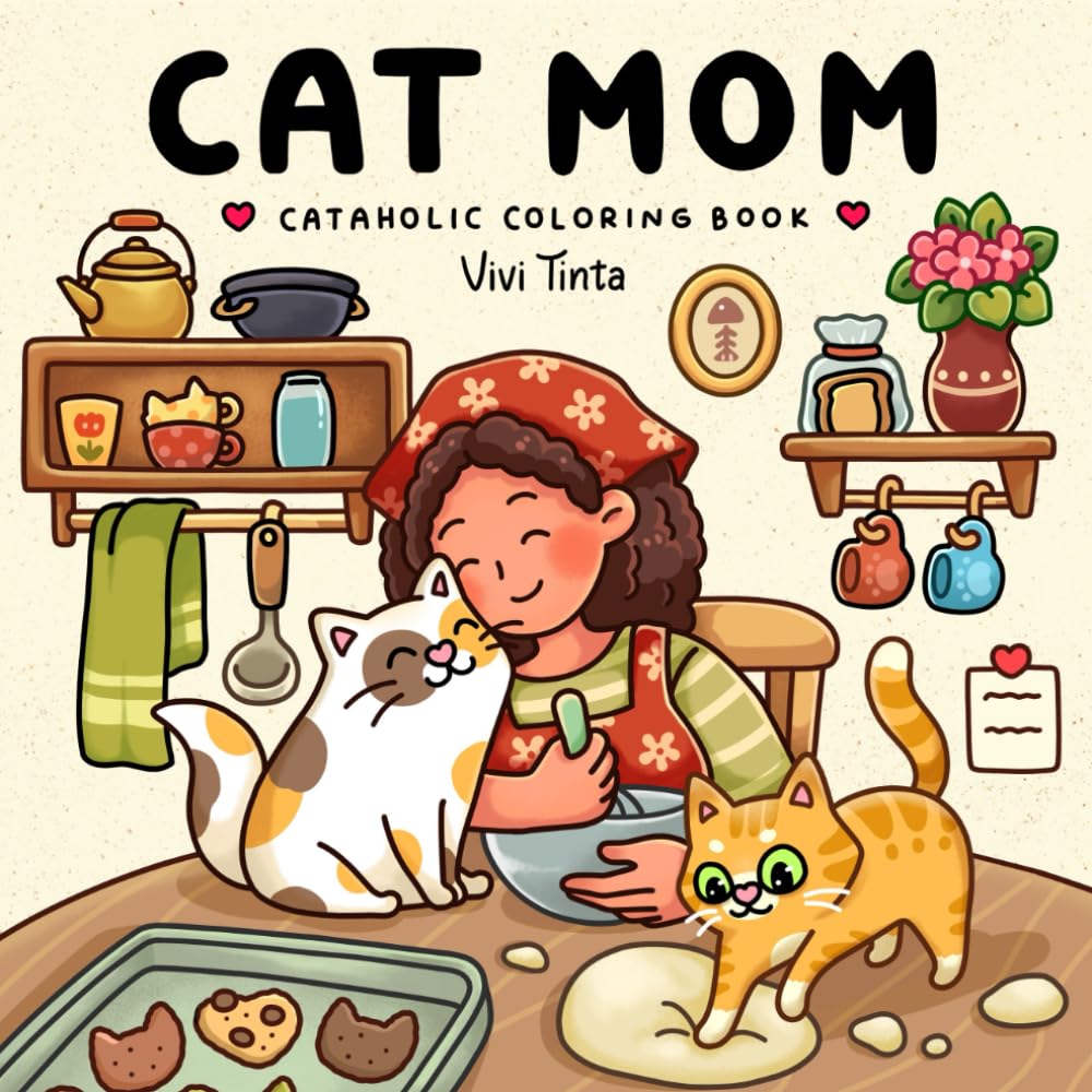 Libro: Cat Mom: Cataholic Coloring Book for Adults & Teens Featuring Cute and Mischievous Feline Designs (Girl Theme Coloring Book)