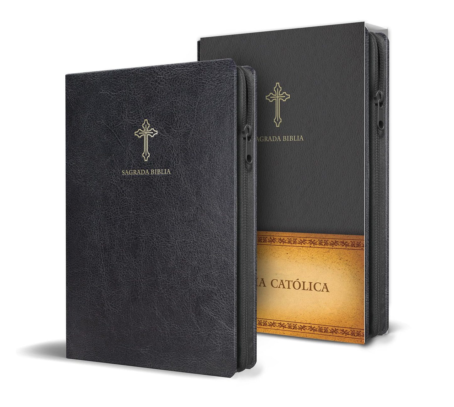 Libro: Biblia Católica en español. Símil piel negro, con cremallera, tamaño compacto / Catholic Bible. Spanish-Language, Leathersoft, Black, Zipper Compact (Spanish Edition)