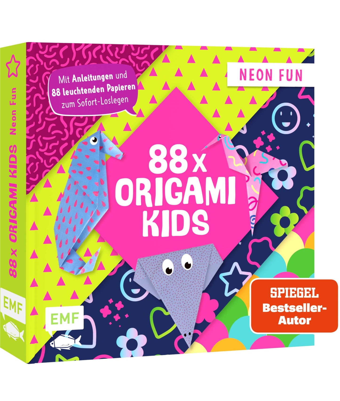 Libro: 88 x Origami Kids - Neon Fun: Mit Anleitungen und 88 leuchtenden Papieren zum Sofort-Loslegen