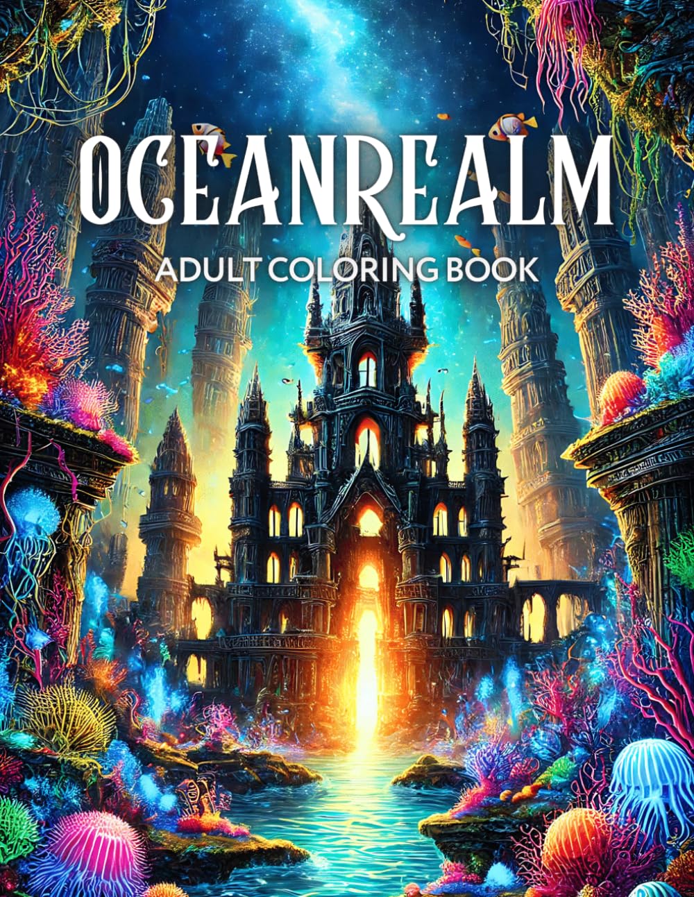 Libro: Oceanrealm Adult Coloring Book: Magical Ocean Creatures and Fantasy Underwater Scenes for Relaxation