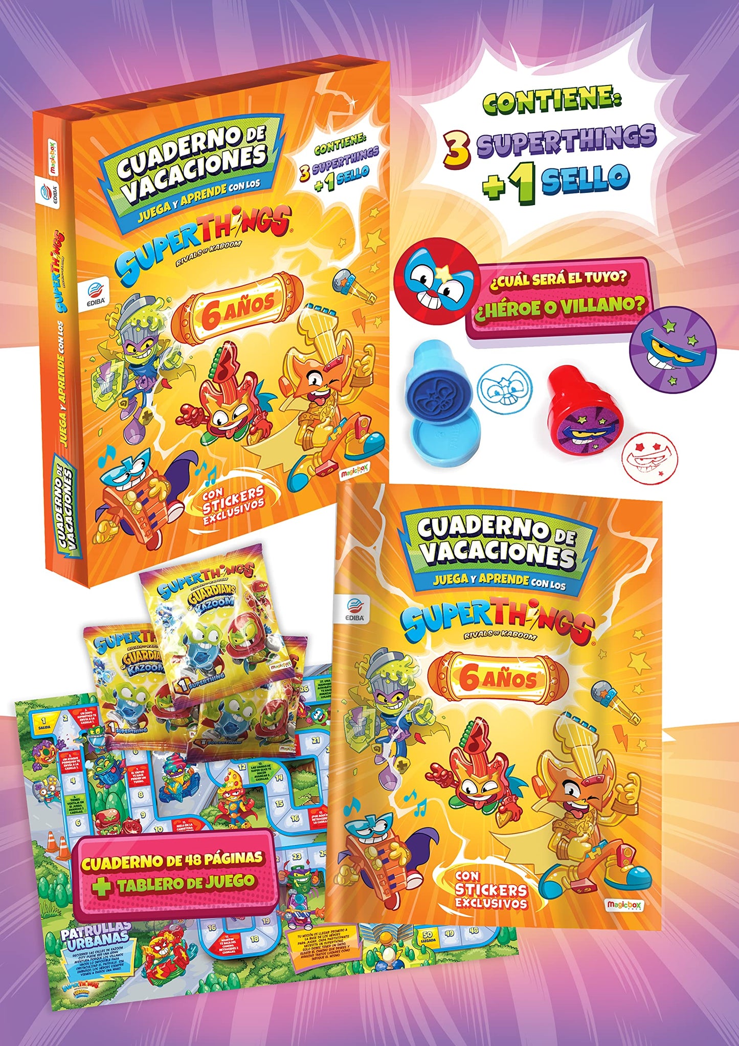 Libro: Cuaderno de Vacaciones juega y aprende Superthings Guardians of Kazoom para 6 años