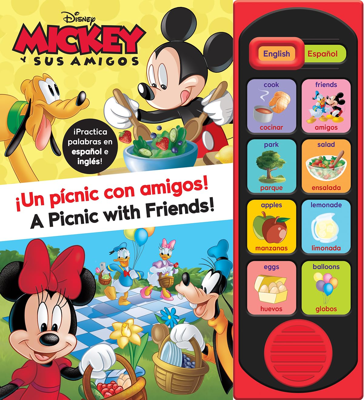 Libro: Disney Mickey y sus Amigos: ¡Un Pícnic con Amigos! A Picnic with Friends! - Libro Bilingüe -¡Practica Palabras en Español e Inglés! - PI Kids (Little ENG/SPA)