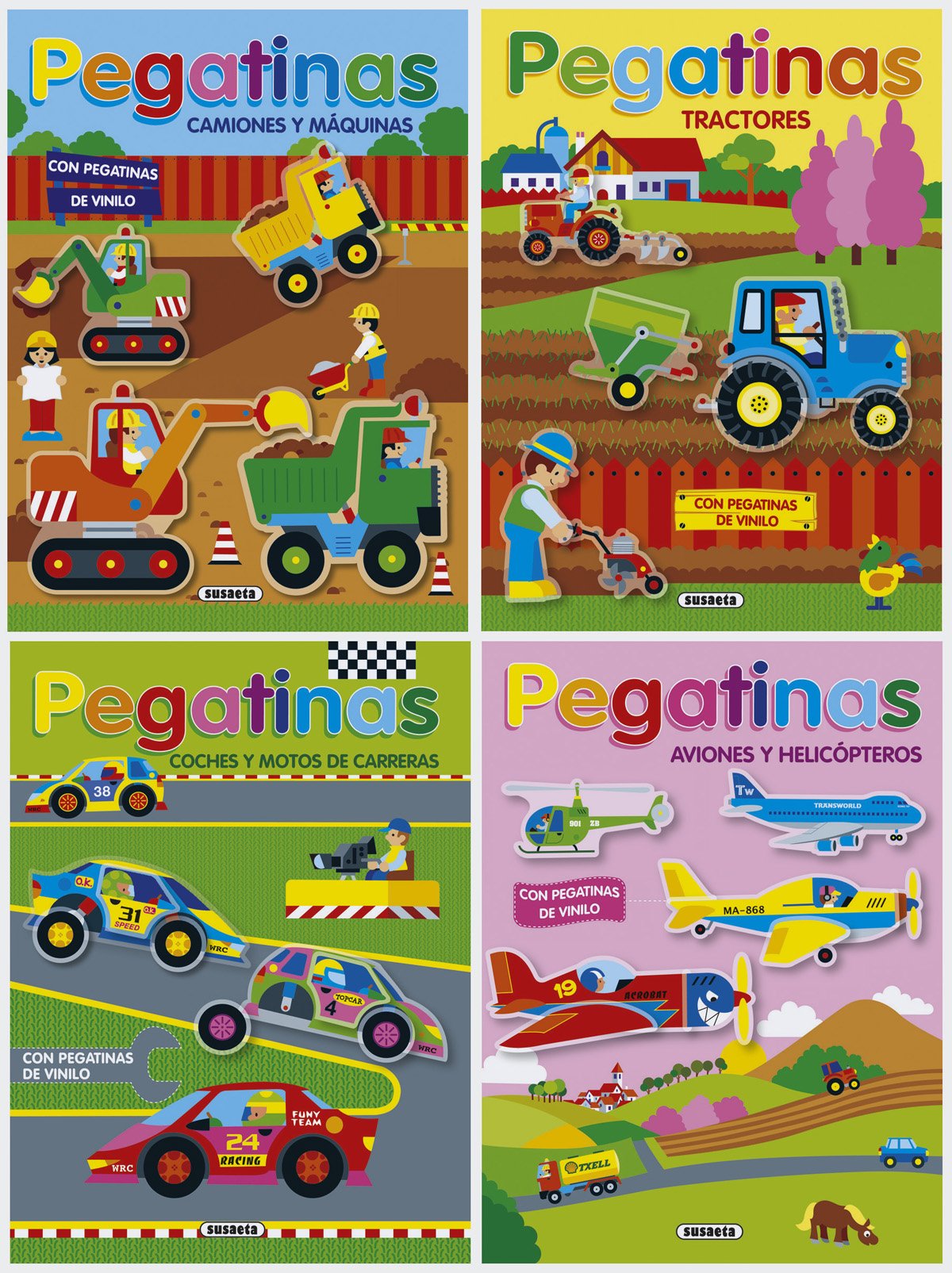 Libro: Jugamos y construimos con pegatinas de vinilo (4 títulos)