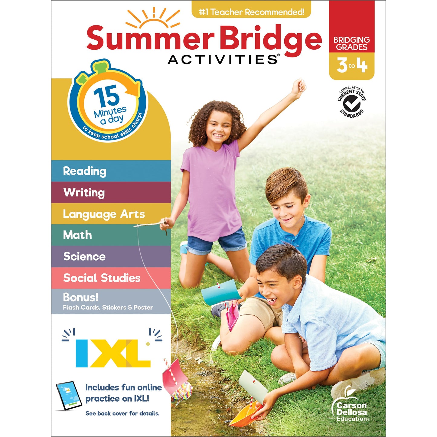 Libro: Summer Bridge Activities 3rd to 4th Grade Workbook, Activity Book With Math, Language Arts, Reading Comprehension, Science, Social Studies, Writing, Fitness, Flash Cards, Stickers and More