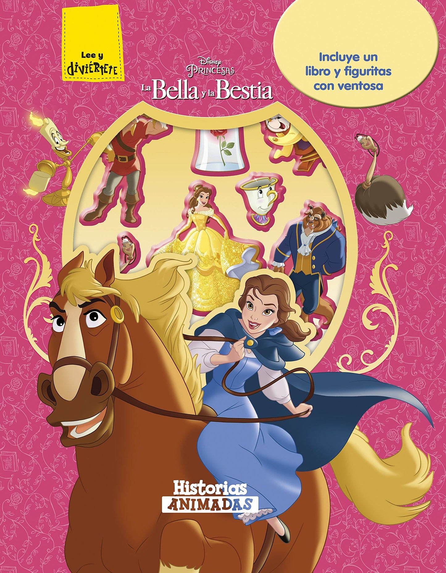 Libro: La Bella y la Bestia. Historias animadas: Incluye un libro y figuritas con ventosa
