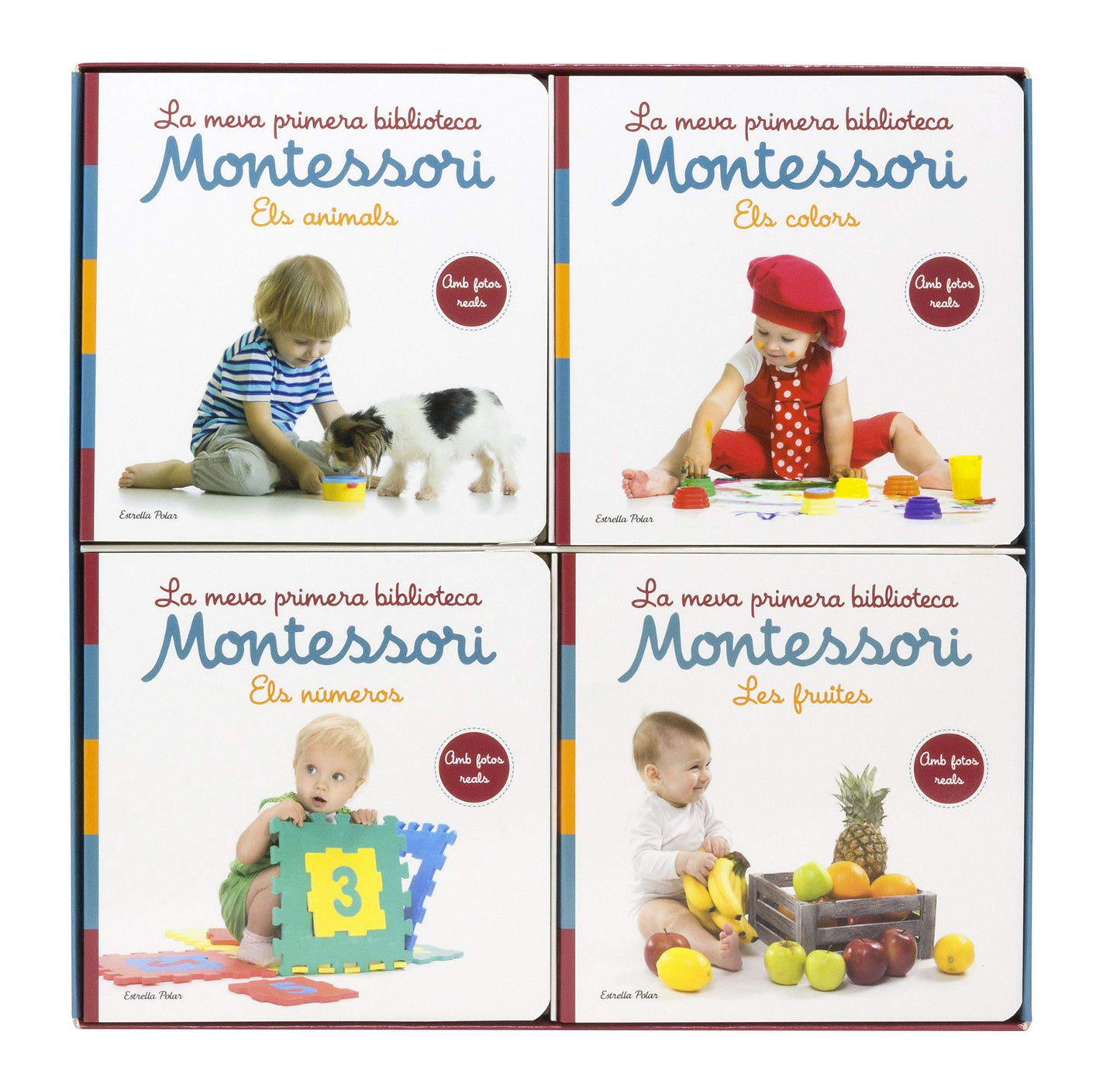 Libro: La meva primera biblioteca Montessori: Els colors · Les fruites · Els números · Els animals