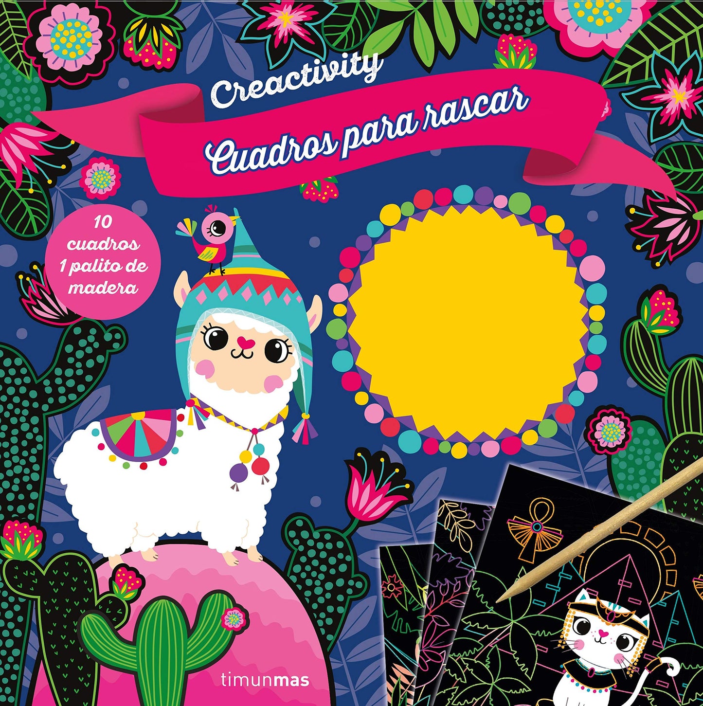 Libro: Creactivity. Cuadros para rascar. Animalitos: 10 cuadros 1 palito de madera