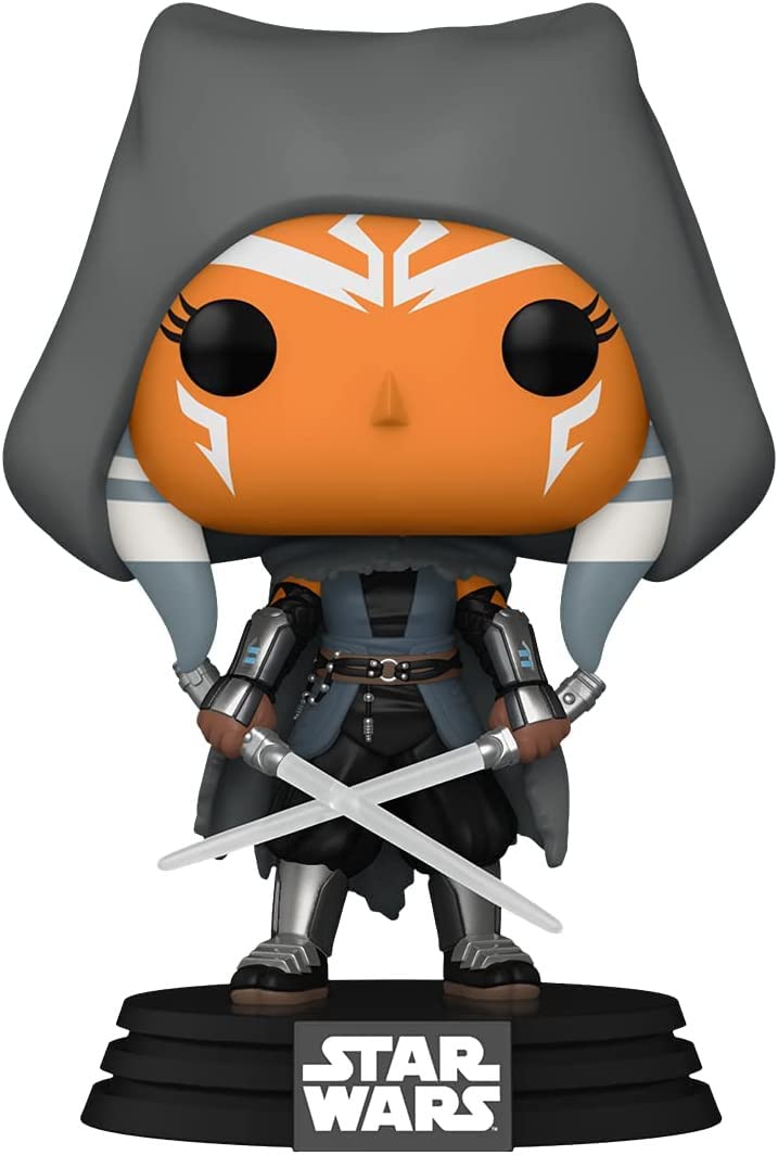 Funko Pop! Star Wars: El Mandaloriano - Hooded Ahsoka with Dual Sabers Vinyl Bobblehead, Exclusivo Amazon