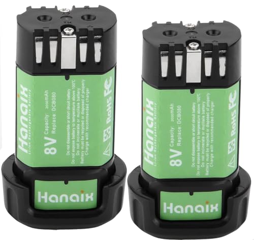 Batería-de-repuesto-Hanaix-(2-unidades,-2000-mAh,-8-V-máx.)-para-DEWALT-DCB080,-DCB095,-DCF682,-DW4390,-DCF680N1,-DCF680N2-y-DCF680G2.
