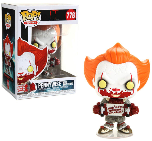 Funko 40628 IT Chapter 2 POP! Movies Pennywise Exclusivo Figura de Vinilo #778 [with Skateboard], Multicolour
