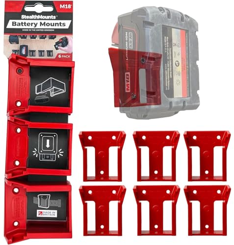 Soporte-de-batería-StealthMounts-compatible-con-Milwaukee-M18-(paquete-de-6)---Rojo-|-Soportes-de-batería-StealthMounts-|-Fabricado-en-el-Reino-Unido