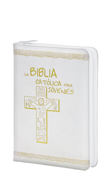 Libro: La Biblia Católica para Jóvenes: edición dos tintas / Junior [símil piel blanca con cremallera]