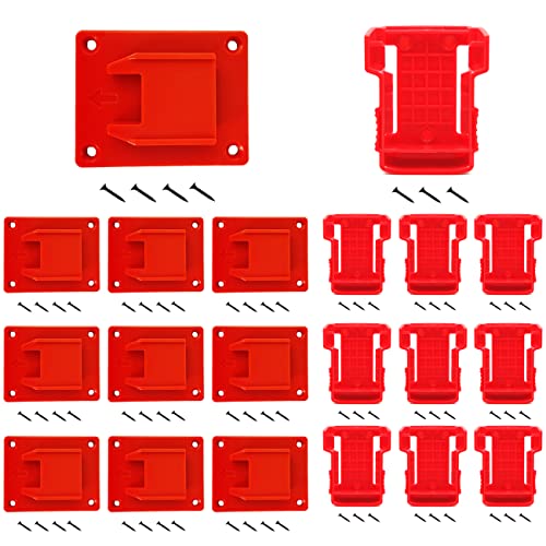 Portaherramientas-SKCMOX,-soporte-para-batería,-para-taladro-a-batería-Milwaukee-M18-de-18-V,-color-rojo,-10-portaherramientas-y-10-portapilas-con-tornillos.