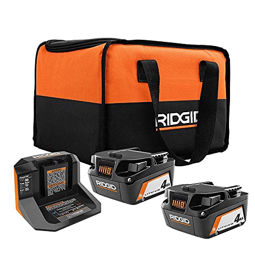 Kit-de-inicio-de-batería-y-cargador-de-iones-de-litio-de-18-voltios-RIDGID,-(2)-baterías-y-cargador-de-4,0-Ah