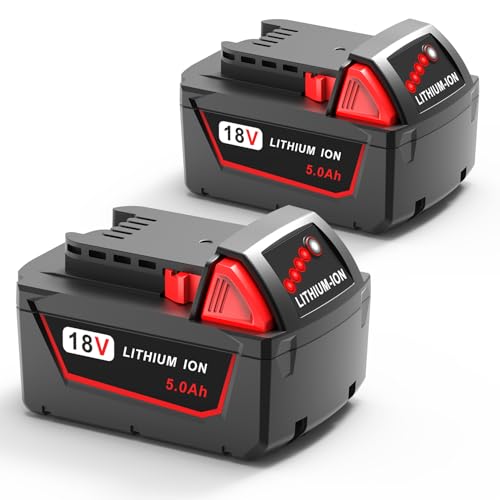 Batería-de-repuesto-FORBETER-de-5.0-Ah-y-18-V-de-capacidad-extendida-para-Milwaukee-M18,-batería-de-litio-ion-48-11-1850,-compatible-con-herramientas-inalámbricas-Milwaukee-de-18-V,-paquete-de-2