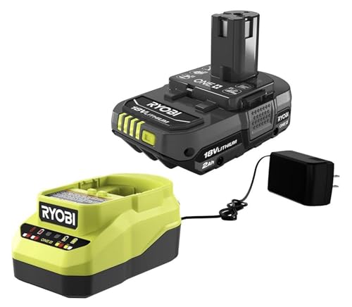 Kit-de-batería-y-cargador-Ryobi-One+-de-iones-de-litio-de-18-V-y-2,0-Ah.-Rendimiento-en-condiciones-climáticas-extremas.-Carga-rápida-en-menos-de-una-hora.